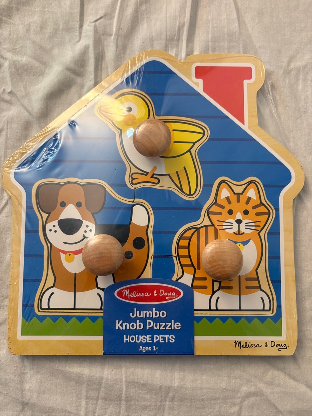 Melissa & Doug House Pets Jumbo Knob Puzzle - Blue, Yellow, Orange, Brown